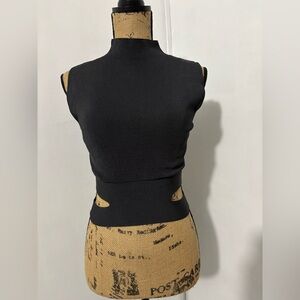 Zara Knit Dark Gray Cut-Out Sides Crop Top Women Size M